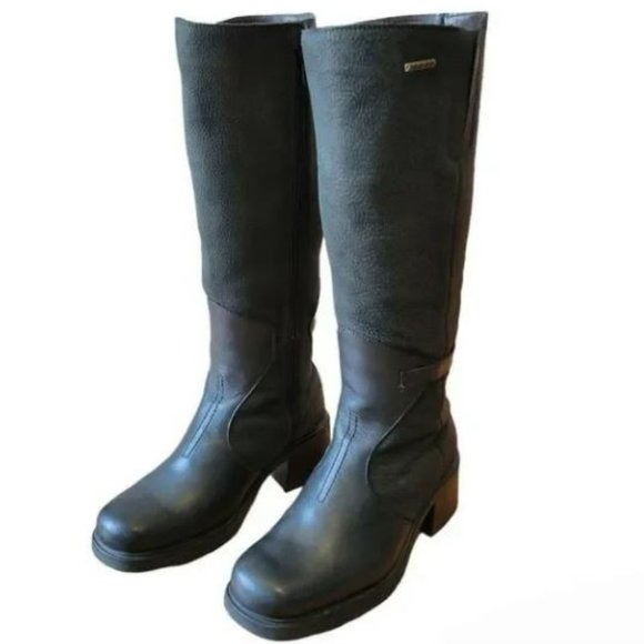 Anfibio Tall Knee-High Square Toe Leather Black Boots Size 8. - Picture 2 of 13